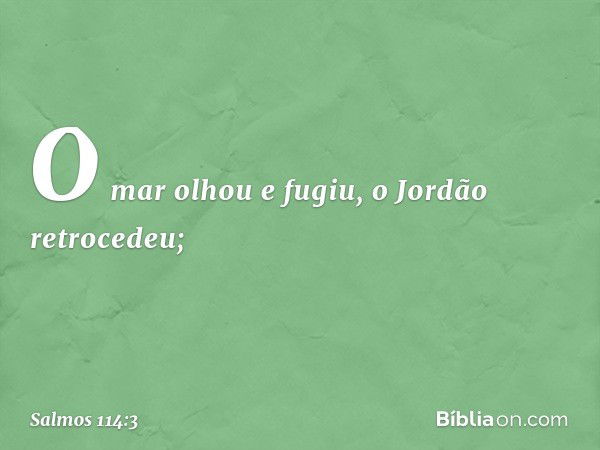 O mar olhou e fugiu,
o Jordão retrocedeu; -- Salmo 114:3