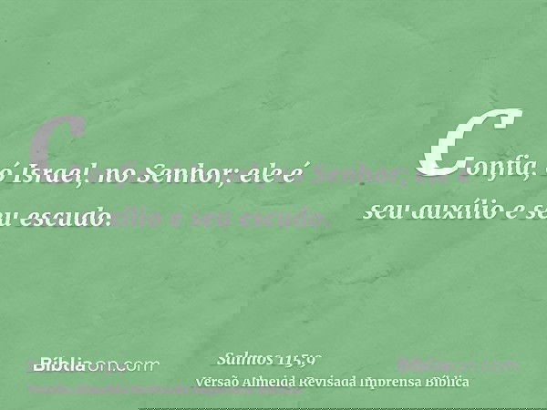 Confia, ó Israel, no Senhor; ele é seu auxílio e seu escudo.