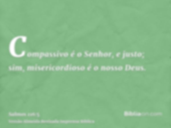 Compassivo é o Senhor, e justo; sim, misericordioso é o nosso Deus.