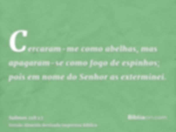 Cercaram-me como abelhas, mas apagaram-se como fogo de espinhos; pois em nome do Senhor as exterminei.