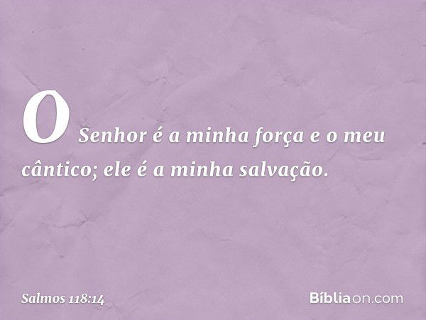 O Senhor é a minha força e o meu cântico;
ele é a minha salvação. -- Salmo 118:14