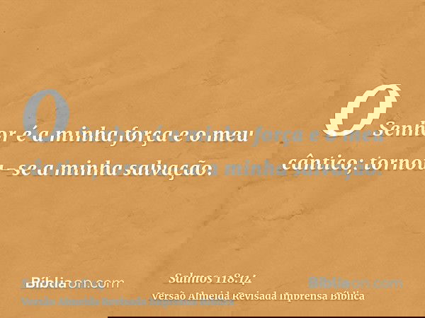 O Senhor é a minha força e o meu cântico; tornou-se a minha salvação.