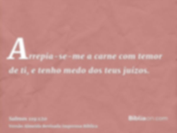 Arrepia-se-me a carne com temor de ti, e tenho medo dos teus juízos.