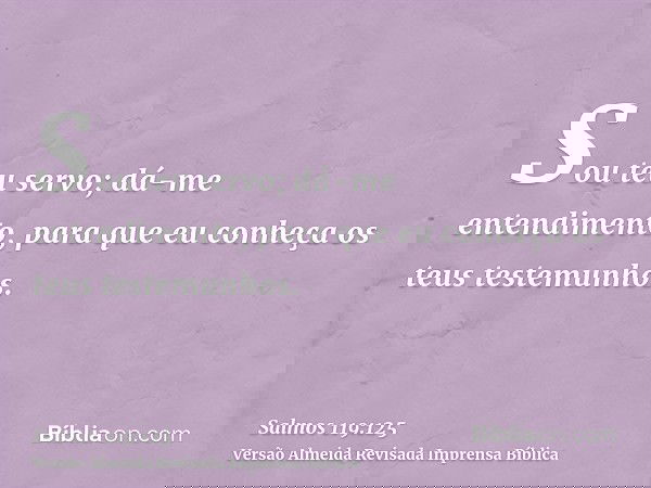 Sou teu servo; dá-me entendimento, para que eu conheça os teus testemunhos.