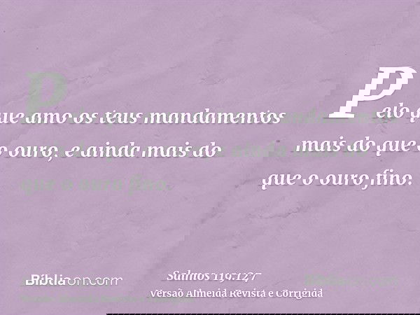 Pelo que amo os teus mandamentos mais do que o ouro, e ainda mais do que o ouro fino.