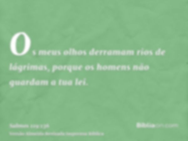 Os meus olhos derramam rios de lágrimas, porque os homens não guardam a tua lei.