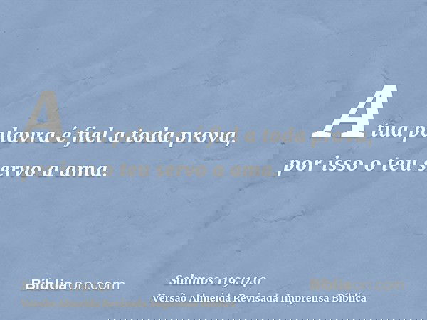 A tua palavra é fiel a toda prova, por isso o teu servo a ama.