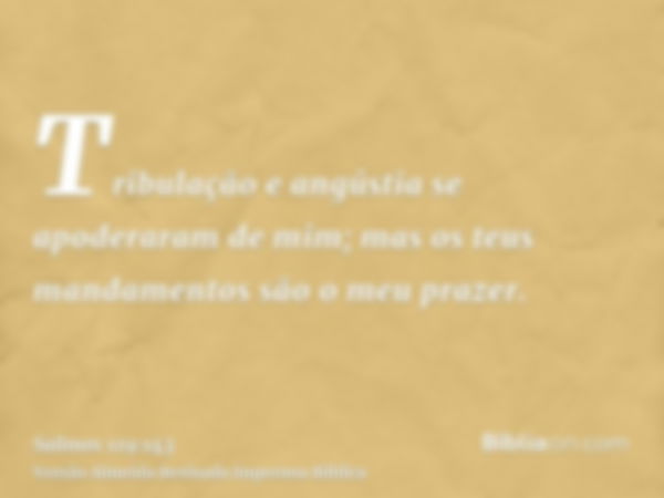 Tribulação e angústia se apoderaram de mim; mas os teus mandamentos são o meu prazer.