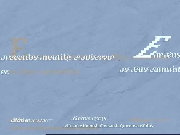 Em teus preceitos medito, e observo os teus caminhos.