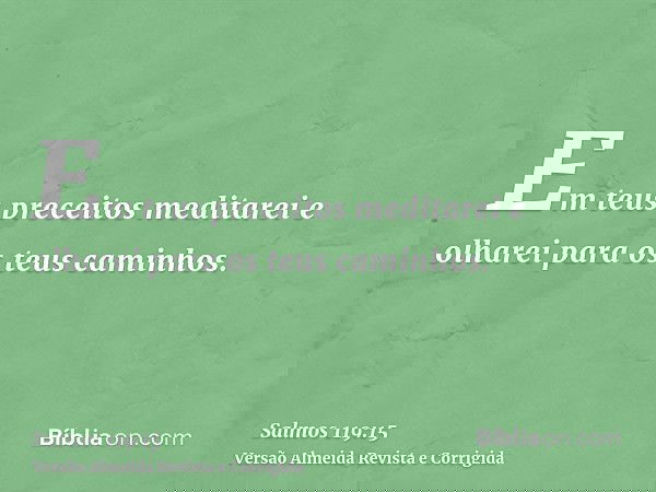 Em teus preceitos meditarei e olharei para os teus caminhos.