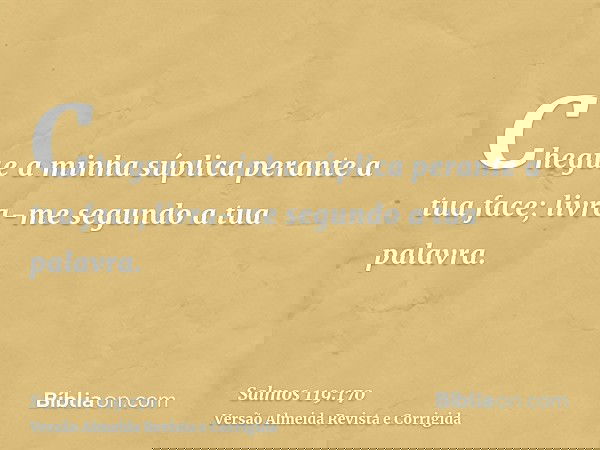 Chegue a minha súplica perante a tua face; livra-me segundo a tua palavra.
