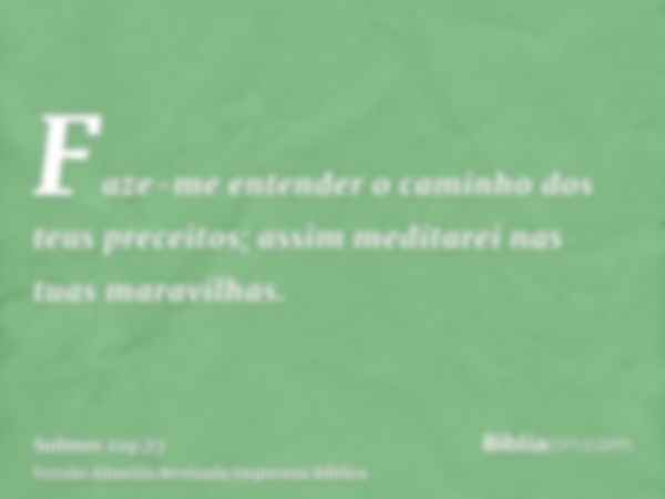 Faze-me entender o caminho dos teus preceitos; assim meditarei nas tuas maravilhas.