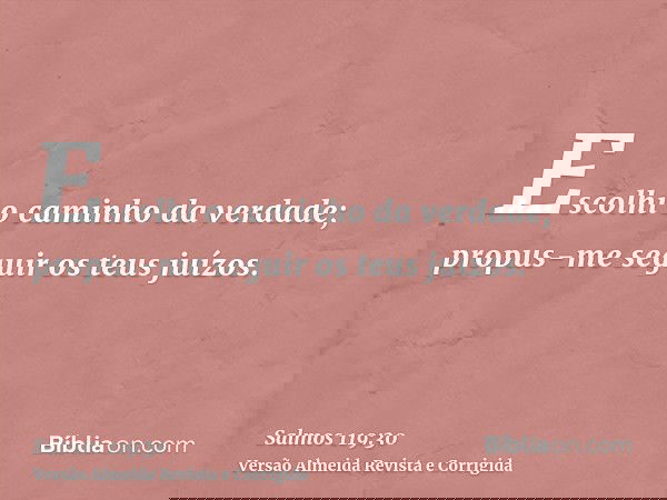 Escolhi o caminho da verdade; propus-me seguir os teus juízos.