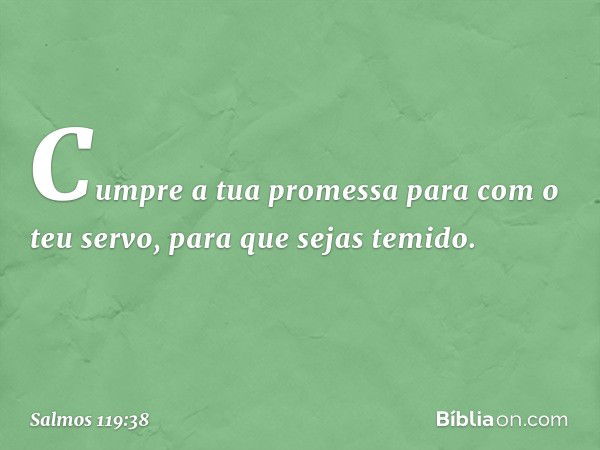 Cumpre a tua promessa
para com o teu servo,
para que sejas temido. -- Salmo 119:38