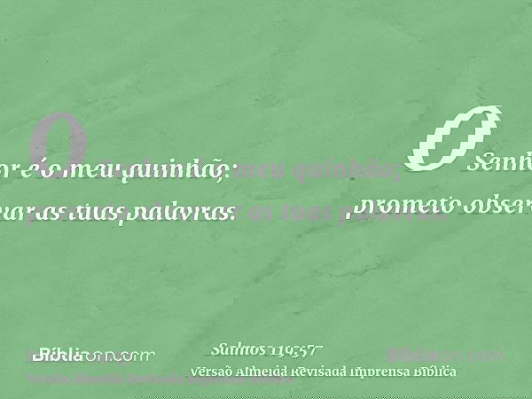 O Senhor é o meu quinhão; prometo observar as tuas palavras.