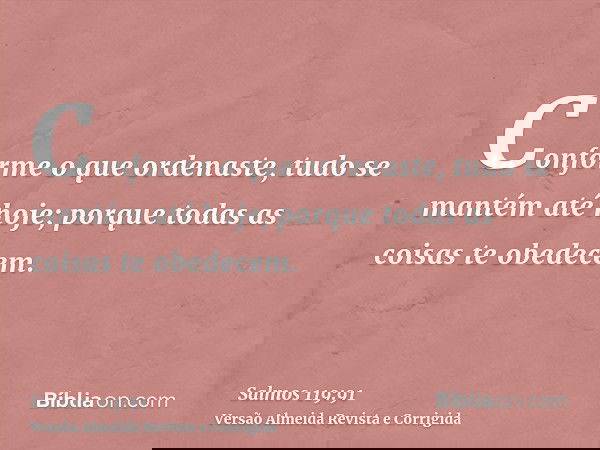 Conforme o que ordenaste, tudo se mantém até hoje; porque todas as coisas te obedecem.