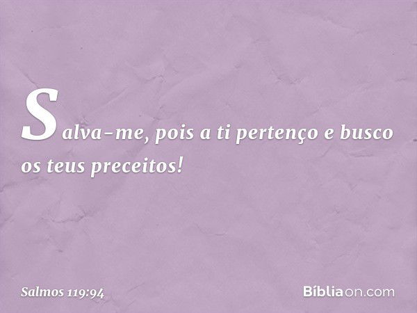 Salva-me, pois a ti pertenço
e busco os teus preceitos! -- Salmo 119:94