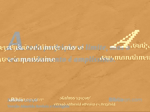 A toda perfeição vi limite, mas o teu mandamento é amplíssimo.