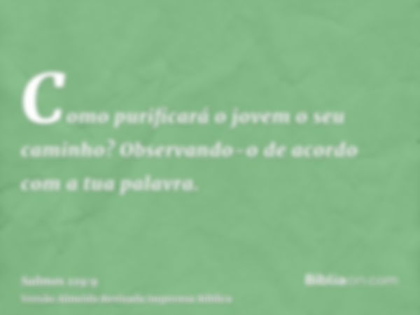 Como purificará o jovem o seu caminho? Observando-o de acordo com a tua palavra.