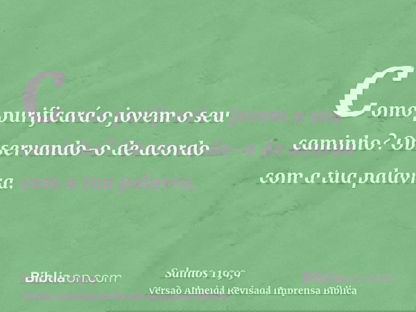 Como purificará o jovem o seu caminho? Observando-o de acordo com a tua palavra.