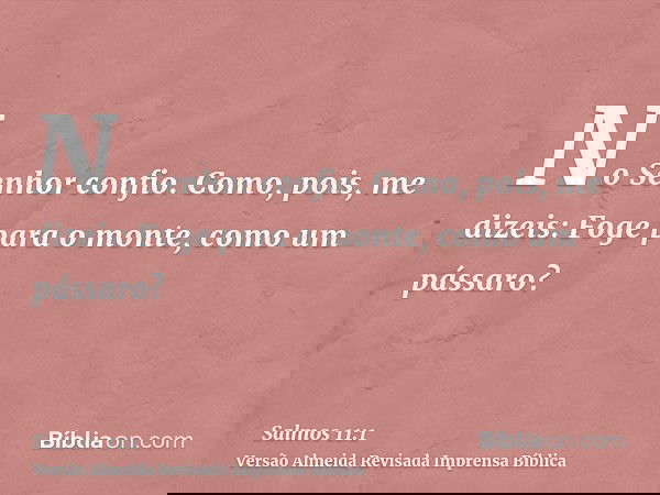 No Senhor confio. Como, pois, me dizeis: Foge para o monte, como um pássaro?