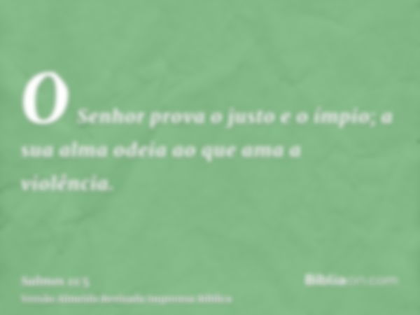 O Senhor prova o justo e o ímpio; a sua alma odeia ao que ama a violência.