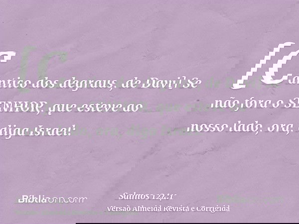 [Cântico dos degraus, de Davi] Se não fora o SENHOR, que esteve ao nosso lado, ora, diga Israel: