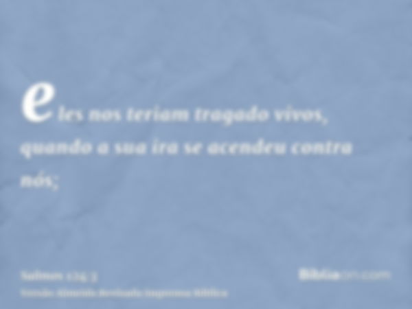 eles nos teriam tragado vivos, quando a sua ira se acendeu contra nós;