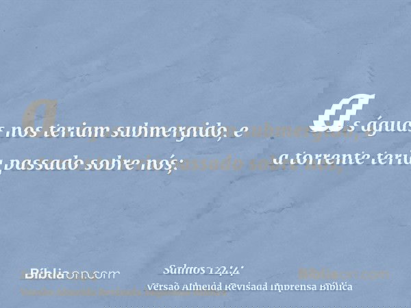 as águas nos teriam submergido, e a torrente teria passado sobre nós;
