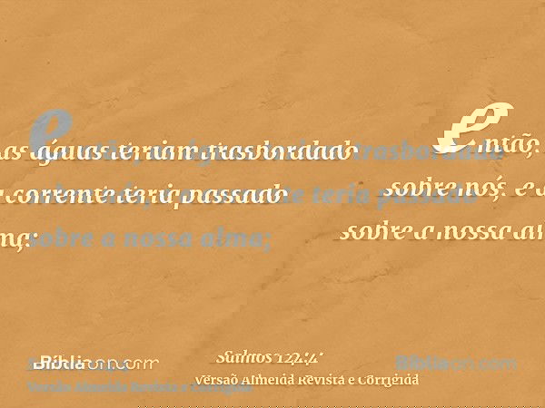 então, as águas teriam trasbordado sobre nós, e a corrente teria passado sobre a nossa alma;