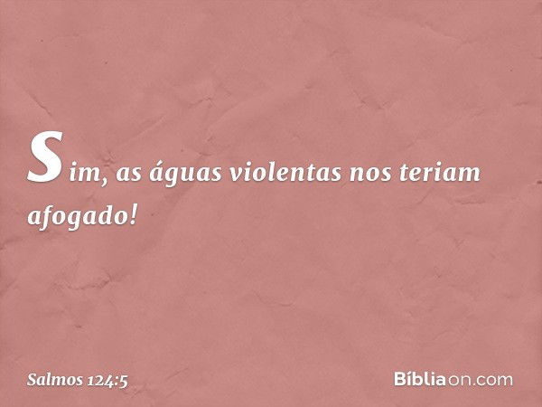 sim, as águas violentas nos teriam afogado! -- Salmo 124:5