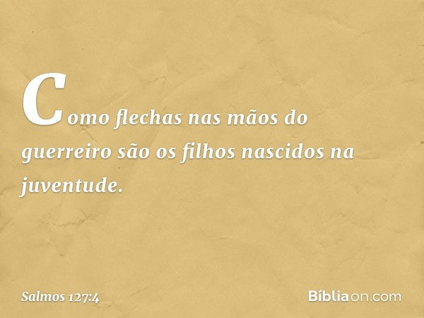 Como flechas nas mãos do guerreiro
são os filhos nascidos na juventude. -- Salmo 127:4