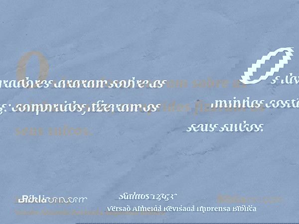 Os lavradores araram sobre as minhas costas; compridos fizeram os seus sulcos.