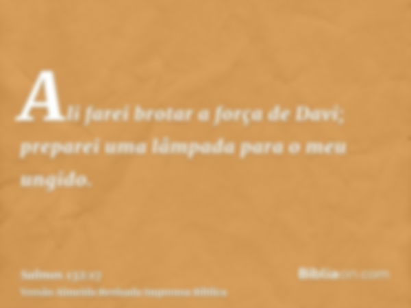 Ali farei brotar a força de Davi; preparei uma lâmpada para o meu ungido.