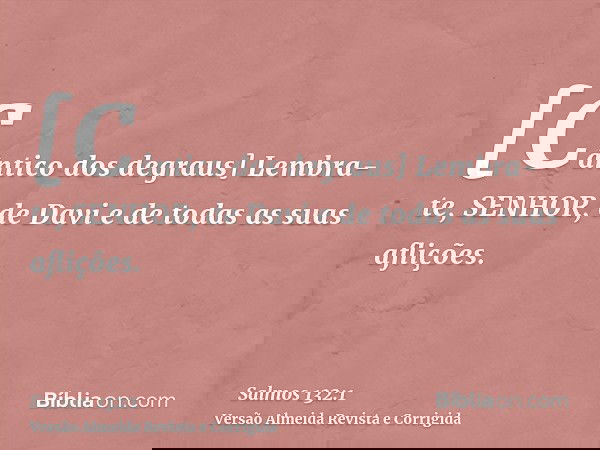[Cântico dos degraus] Lembra-te, SENHOR, de Davi e de todas as suas aflições.