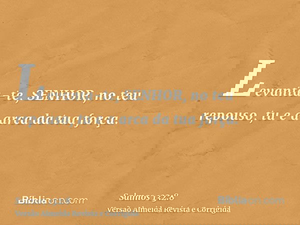 Levanta-te, SENHOR, no teu repouso, tu e a arca da tua força.