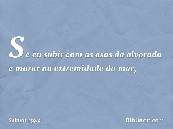 Se eu subir com as asas da alvorada
e morar na extremidade do mar, -- Salmo 139:9