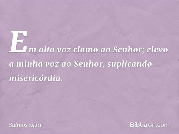 Em alta voz clamo ao Senhor;
elevo a minha voz ao Senhor,
suplicando misericórdia. -- Salmo 142:1