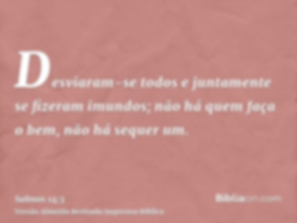 Desviaram-se todos e juntamente se fizeram imundos; não há quem faça o bem, não há sequer um.