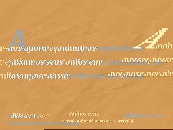 Andam-nos agora espiando os nossos passos; e fixam os seus olhos em nós para nos derribarem por terra;