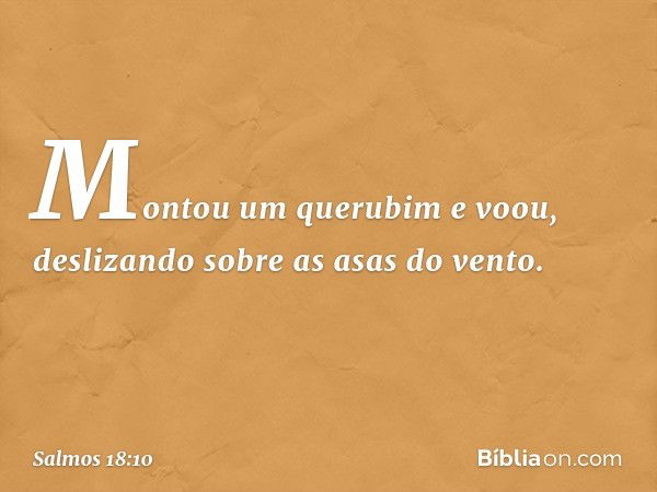 Montou um querubim e voou,
deslizando sobre as asas do vento. -- Salmo 18:10