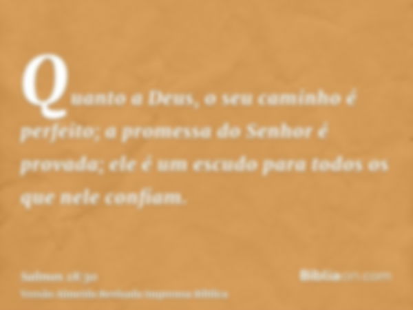 Quanto a Deus, o seu caminho é perfeito; a promessa do Senhor é provada; ele é um escudo para todos os que nele confiam.