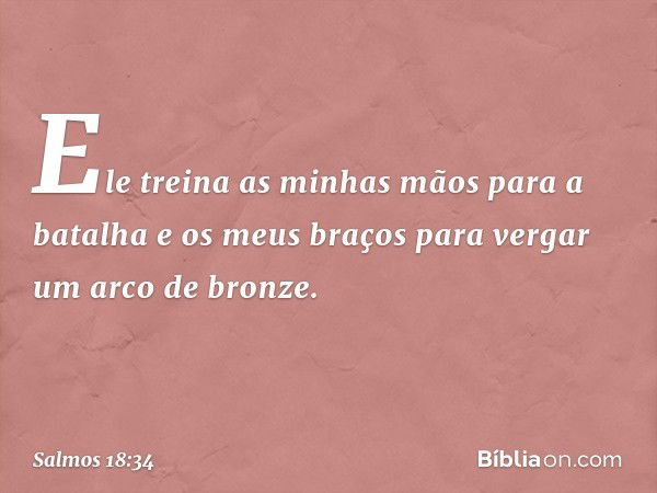 Ele treina as minhas mãos para a batalha
e os meus braços
para vergar um arco de bronze. -- Salmo 18:34