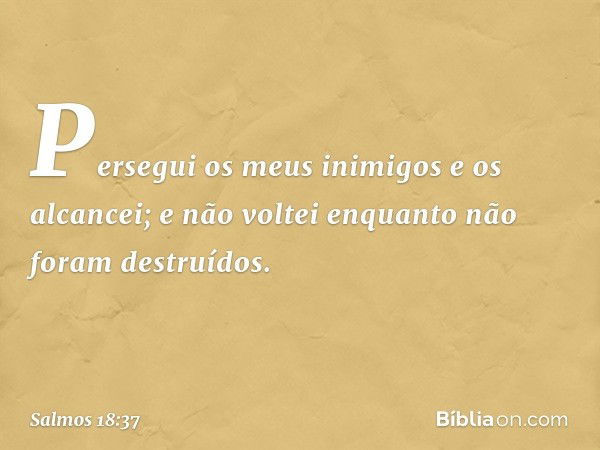 Persegui os meus inimigos e os alcancei;
e não voltei enquanto não foram destruídos. -- Salmo 18:37