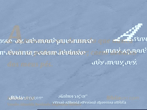 Atravesso-os, de modo que nunca mais se podem levantar; caem debaixo dos meus pés.
