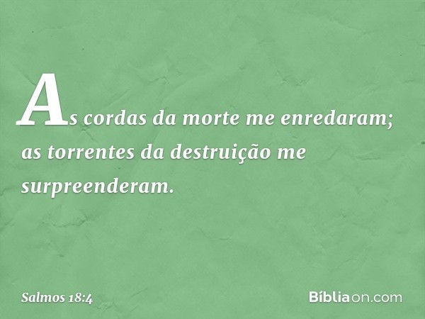 As cordas da morte me enredaram;
as torrentes da destruição me surpreenderam. -- Salmo 18:4