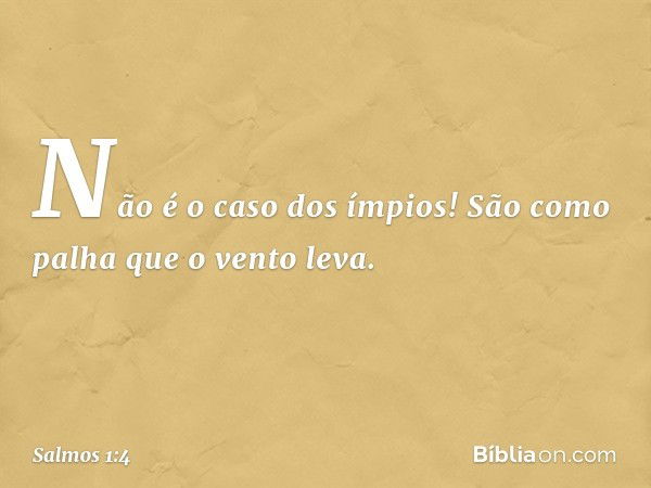 Não é o caso dos ímpios!
São como palha que o vento leva. -- Salmo 1:4