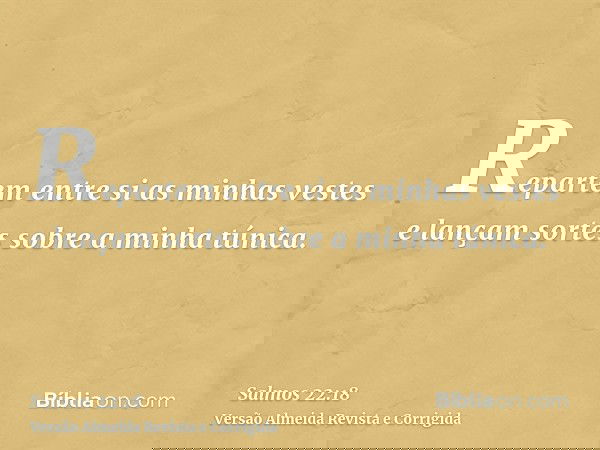 Repartem entre si as minhas vestes e lançam sortes sobre a minha túnica.