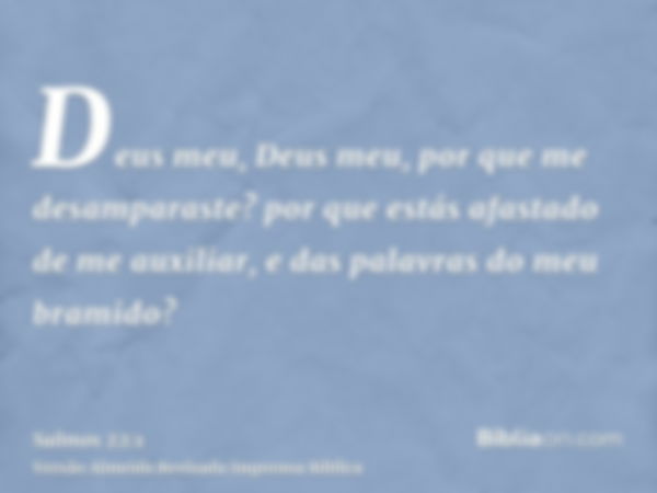 Deus meu, Deus meu, por que me desamparaste? por que estás afastado de me auxiliar, e das palavras do meu bramido?