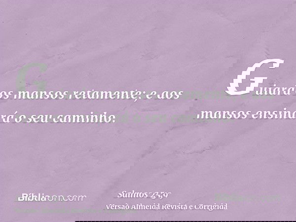 Guiará os mansos retamente; e aos mansos ensinará o seu caminho.